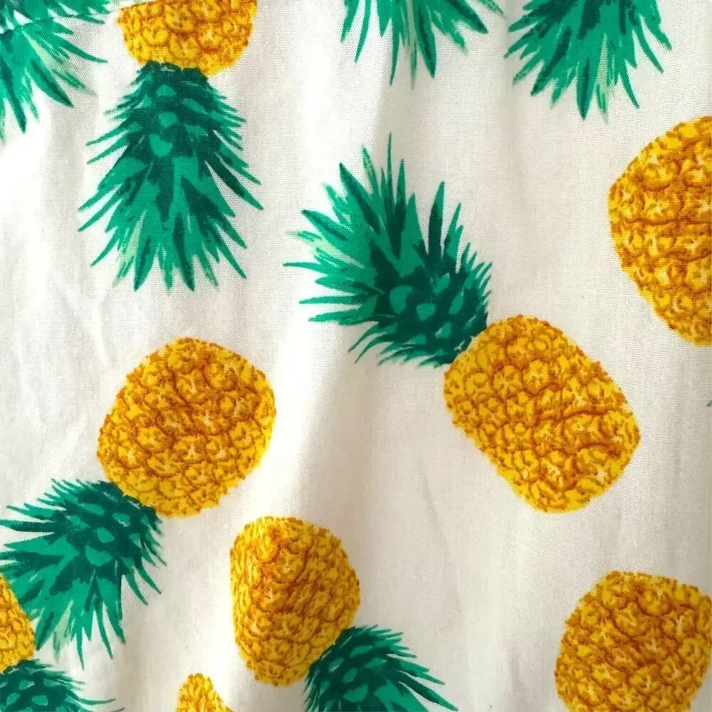 J. Crew White Pineapple Print Sleeveless Button Up Cropped Blouse Top Size M